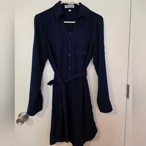 Express Dark Blue Long Sleeve Dress